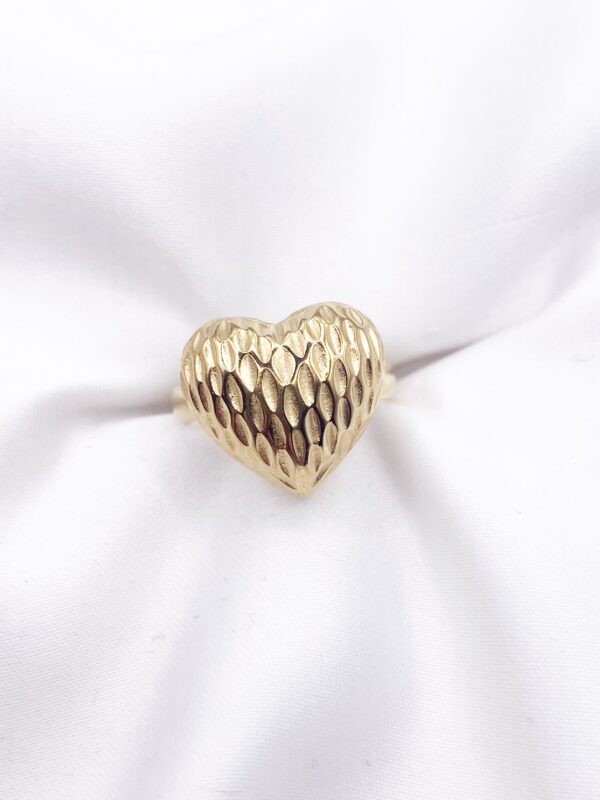 Γυναικείο ρυθμιζόμενο δαχτυλίδι ατσάλινο Χρυσό Καρδιά